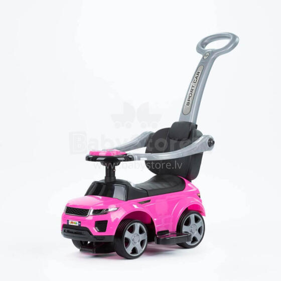 Ride-on car with handle - 614R - rubber wheels - PINK/BLACK