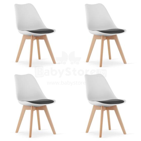 Набор стульев, черно-белые, деревянные ножки, 4 шт