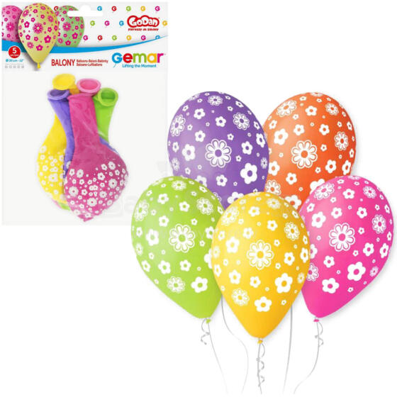 BALON KWIATY 5 SZTUK