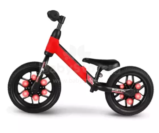 Aga Design Qplay Spark Led Art.28124 Red Children's runner bike with a metal frame and inflatable wheels
