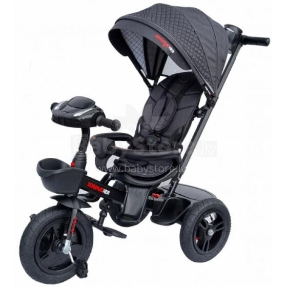 Bebe Basic Schumacher Kid  Air Trike Art.281266 Black Children's tricycle with handlebars, roof and inflatable wheels
