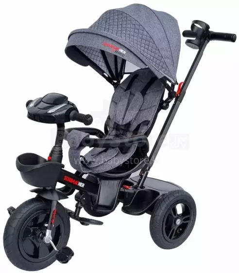 Bebe Basic Schumacher Kid  Air Trike Art.281267  Grey Children's tricycle with handlebars, roof and inflatable wheels