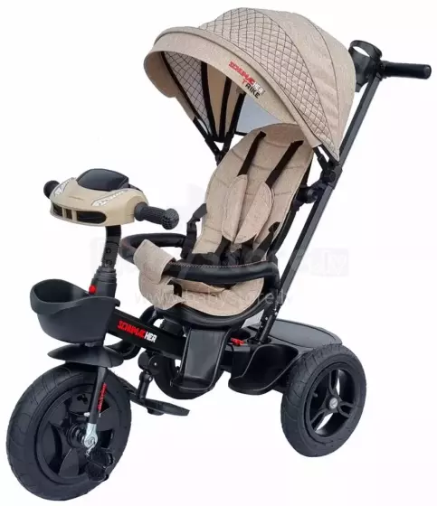 Bebe Basic Schumacher Kid  Air Trike Art.281267 Beige Children's tricycle with handlebars, roof and inflatable wheels