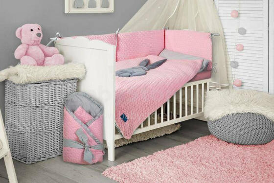 Bedding set - 5 parts - 120/90/180 - KRÓLICZEK SWETER - PINK