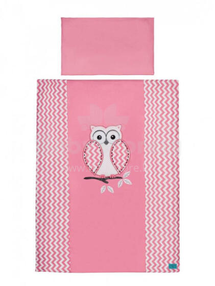 Cover set -  2 pcs - 135x100, 40x60 - MĄDRA SOWA - P01-107 - PINK