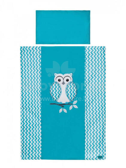 Cover set -  2 pcs - 135x100, 40x60 - MĄDRA SOWA - P01-108 - TURKUS