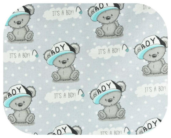 Diaper - 17542 - FLANNEL PRINT - EGA -  BOY - GREY- size 70x80 cm