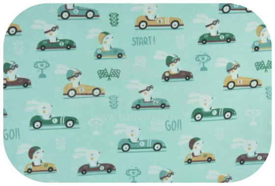 Diaper - 19089 - FLANNEL PRINT - EGA -  KRÓLIK W AUCIE - MINT - size 70x80 cm