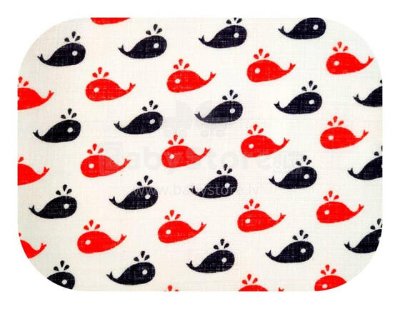 Diaper - 19652 - TETRA PRINT - EGA - WIELORYB - NAVY BLUE/RED - size 60x80 cm