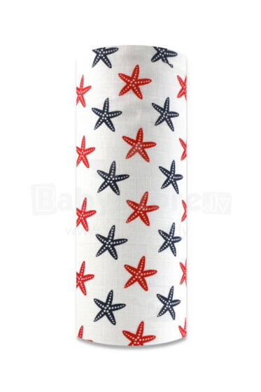 Diaper - 19652 - TETRA PRINT - EGA - GWIAZDY - NAVY BLUE/RED - size 60x80 cm