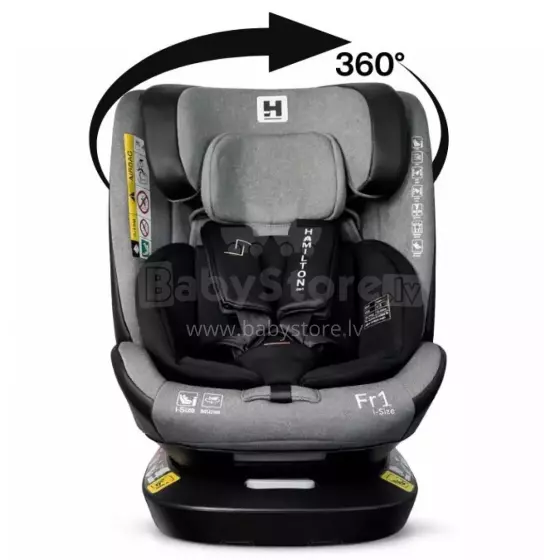 Aga Design Hamilton 360 I-Size Art.FR01 Magically Grey Autosēdeklītis 0-36 kg
