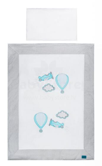 Cover set -  2 pcs - 120x90, 40x60 - SAMOLOTY -P01-563 - GREY