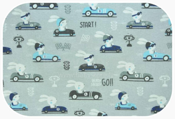 Diaper - 18457 - FLANNEL PRINT - EGA -  KRÓLIK W AUCIE - GREY - size 70x80 cm