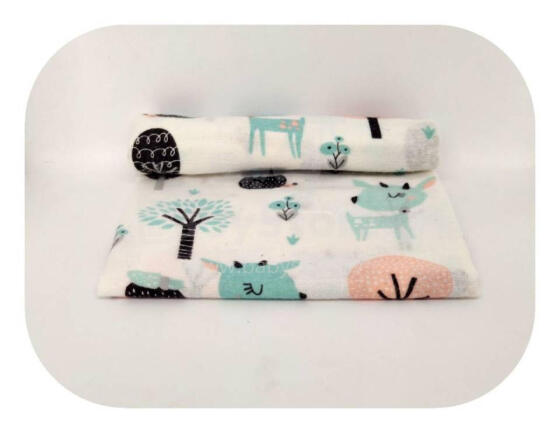 Diaper - 22676 - FLANNEL PRINT - EGA -  JELONEK - WHITE - size 70x80 cm