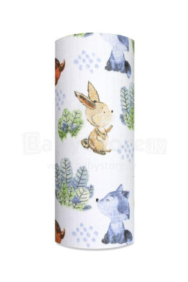 Diaper - 26353- TETRA PRINT - EGA - JEŻ I LIS - BLUE - size 70x80 cm