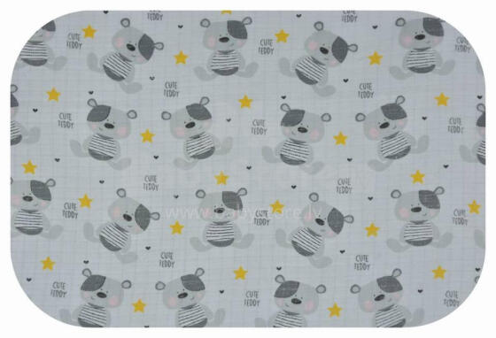 Diaper - 20153 - TETRA PRINT - EGA - CUTE TEDDY - YELLOW - size 70x80 cm