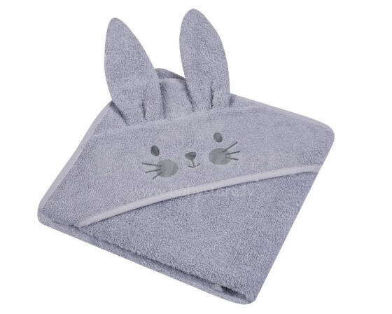 Bathing cover - 328 - TERRY - ANIMALS II - BUNNY - size 100x100 - GREY