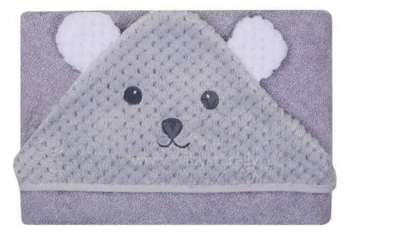 Bathing cover - 322 - TERRY - SOFT/CORAL  - BEAR / MOUSE - size 100x100 - GREY