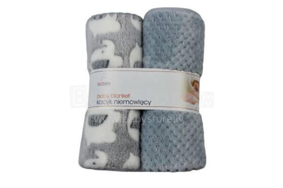 Blanket - 875 - CORAL + PRINT 3D - 2 PACK - size 80x90 - GREY