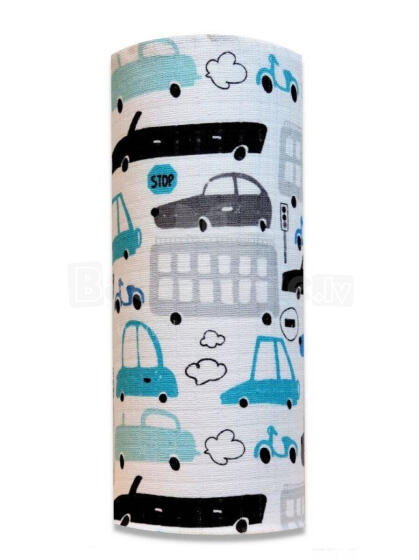 Diaper - 20689- TETRA PRINT - EGA - SAMOCHODY - TURKUS  - size 70x80 cm