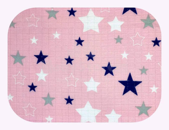 Diaper - 22003- TETRA PRINT - EGA - GWIAZDKI -NAVY BLUE / PINK - size 70x80 cm