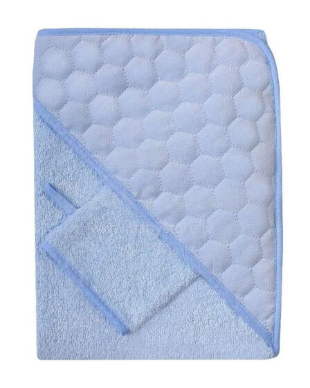 Bathing cover + washcloth glove  - 817 - TERRY - VELVET - size 100x100 cm - BLUE