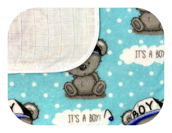 Swaddling blanket / Diper -20082 - two-layer - FLANNEL / TETRA - EGA - BOY - TURKUS - size 80x80 cm