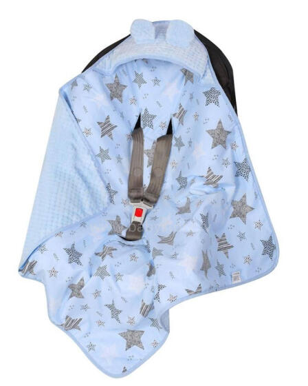 Blanket with hood -  599 - SWADDING TO CAR SEAT - size 80x80 - BLUE