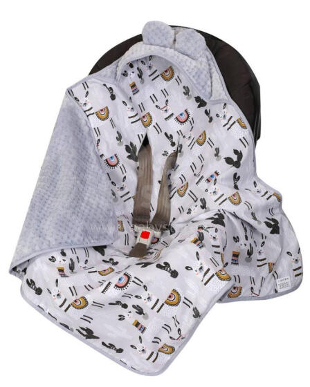 Blanket with hood -  599 - SWADDING TO CAR SEAT - size 80x80 - GREY