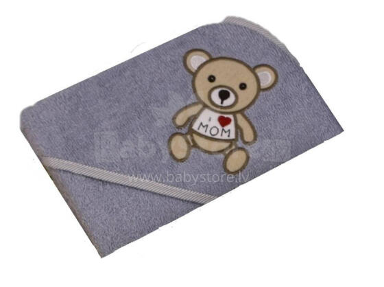 Bathing cover - 217 - TERRY - HAFT -TEDDY BEAR - size 100x100 - GREY