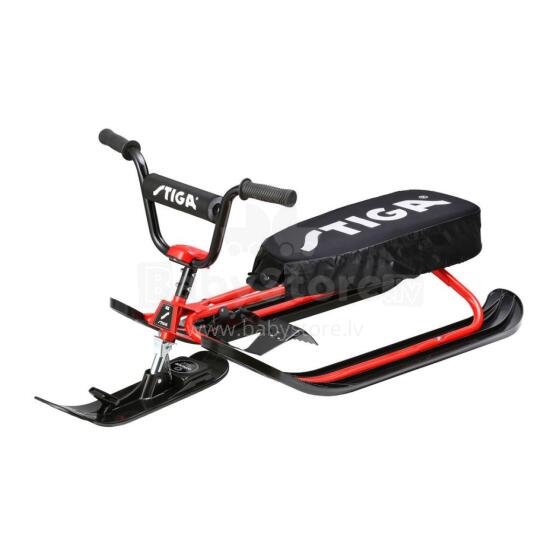 Steering Sled SNOWRACER CURVE SX PRO Red, with Padded Seat Cover