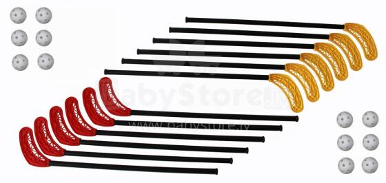 Floorball stick set: 12 sticks + 3 balls (950 mm EBI sticks)