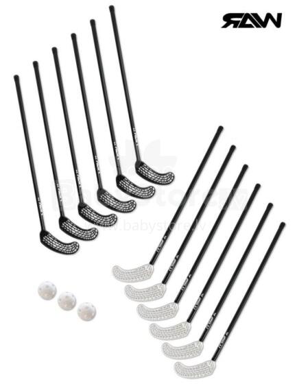 Floorball stick set: 12 sticks + 3 balls (950 mm sticks ‘RAW Redeemer’)