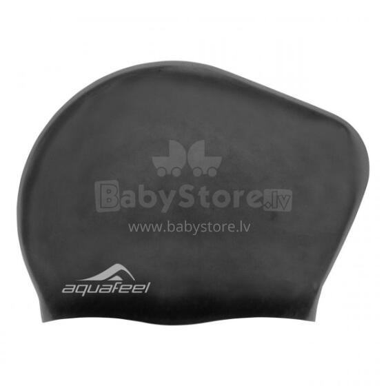 Aquafeel silicone swimming cap for long hair, black