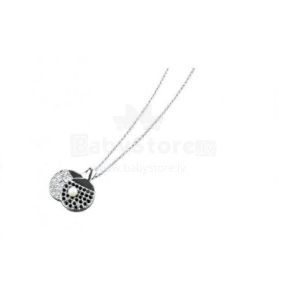 Keychain with a pendant table tennis racket with crystals