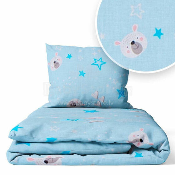 Cover set -  2 pcs - 120x90, 40x60 - BEAR HEADS - BLUE