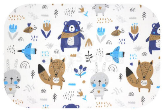 Diaper - 20283 - FLANNEL PRINT - EGA - ZWIERZĘTA LEŚNE - NAVY BLUE - size 70x80 cm