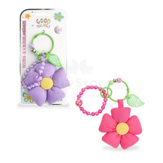 Good Feelings 6 - Flower key ring with wrist strap, 2 assorted