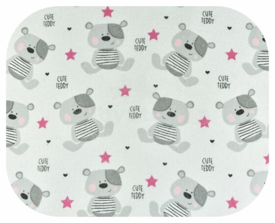 Diaper - 18327 - FLANNEL PRINT - EGA - CUTE TEDDY - PINK  - size 70x80 cm
