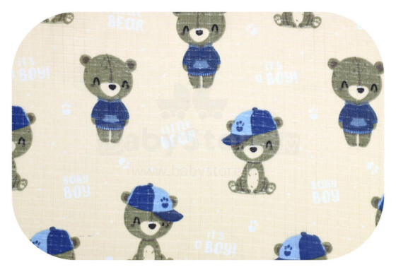 Diaper - 28616 - TETRA PRINT - EGA - BEAR in HAT - ECRU  - size 70x80 cm