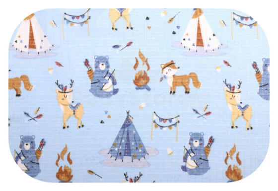 Diaper - 28609 - TETRA PRINT - EGA - INDIAN CAMP - BLUE   - size 70x80 cm