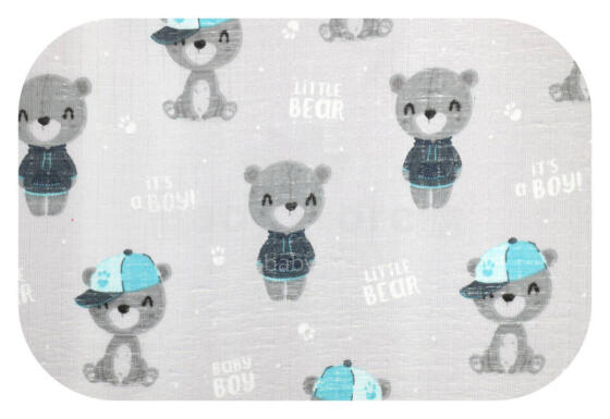 Diaper - 28630 - TETRA PRINT - EGA - BEAR in HAT - GREY - size 70x80 cm