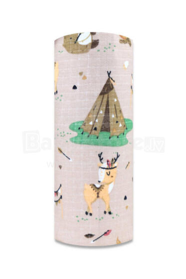 Diaper - 28647 - TETRA PRINT - EGA - INDIAN CAMP - BEIGIE - size 70x80 cm