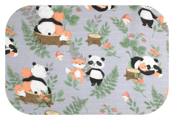 Diaper - 28661 - TETRA PRINT - EGA - PANDA in LOVE - GREY  - size 70x80 cm