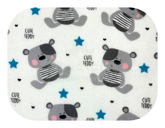 Diaper - 19850  - FLANNEL PRINT - EGA - CUTE TEDDY - BLUE - size 70x80 cm
