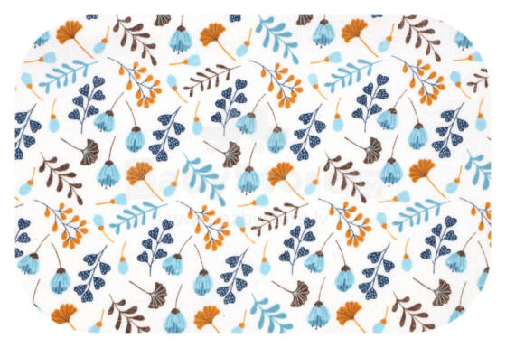 Diaper - 27633 - FLANNEL PRINT - EGA - LETNIA ŁĄKA - BLUE - size 70x80 cm