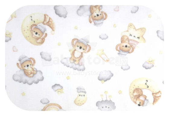 Diaper - 28449 - FLANNEL PRINT - EGA -KOALA on the MOON  - GREY - size 70x80 cm