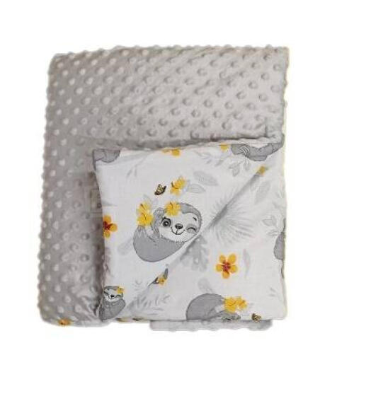 Blanket - 664- with filling - MINKY / COTTON  - size 75x90 - GREY