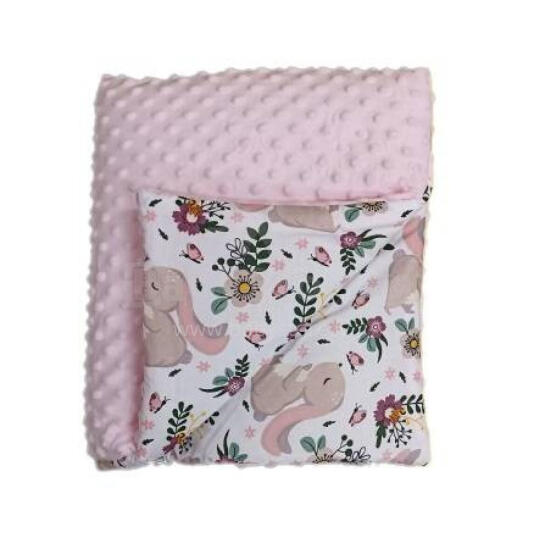 Blanket - 664- with filling - MINKY / COTTON  - size 75x90 - PINK