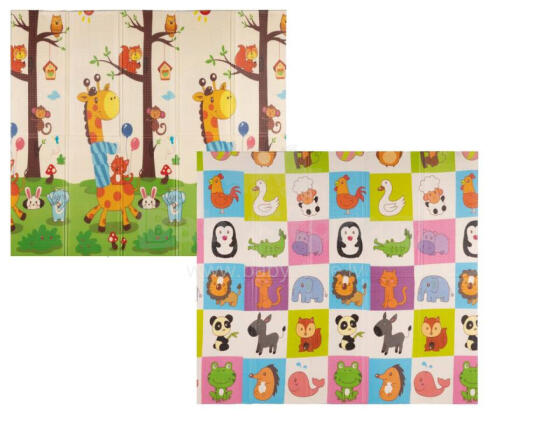 Playground mat two-sided -  FOLDING - 7733  - PLAY & EDU  - GIRAFFE & ANIMALS -  size: 180x200  cm